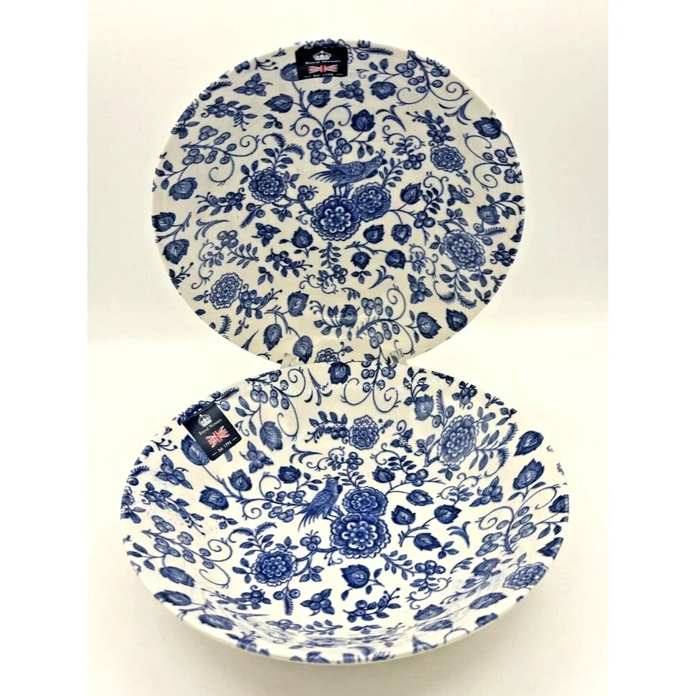 Royal Wessex by Churchill Victorian Calico Porcelain Salad Pasta Bowls Qty 2 NEW